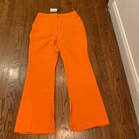 NWT Primark Sz 8 Orange dressy pants wide bottom with slit - Fabulous - Picture 5 of 15